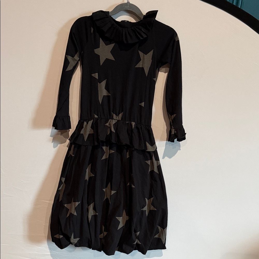 Nununu Black Star Patterned Kids Dress